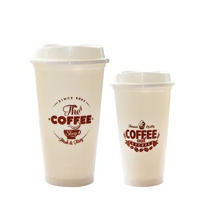 לוגו מותאם אישית מודפס פלסטיק לשימוש חוזר שתיית קפה כוס