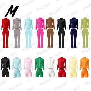 Set Giacca da <span class=keywords><strong>Donna</strong></span> di Alta Qualità, Tuta da <span class=keywords><strong>Palestra</strong></span>, Giacca con Zip a Manica Lunga e Pantaloncini, Completo Sportivo da <span class=keywords><strong>Donna</strong></span> in 2 Pezzi - Product Image 2