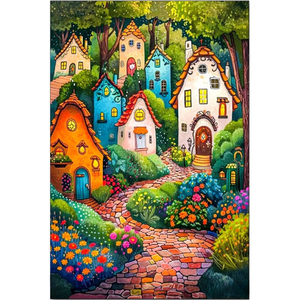 ชุดภาพวาดเพชรลายการ์ตูนบ้านชนบท สำหรับผู้ใหญ่ ผ้าพิมพ์ลาย DIY ระบายสีตามตัวเลข ขนาด 30x40 ซม. ภาพนิ่ง - Product Image 1