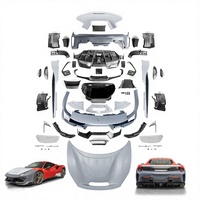 Accesorios de Coche Kits de Carrocería para Ferrari 488 2015-2020, Actualización a Estilo P en Carbono Húmedo y Plástico PP, Kit de Parachoques y Carrocería