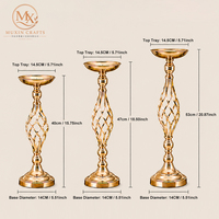 Nouveau design de centre de table pour banquet, cérémonie de mariage, vase à fleurs en métal argenté ou doré