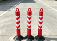 Borne de sécurité routière flexible auto-redressante en PE de 20 pouces (500 mm) avec base en caoutchouc, réfléchissante, pour parking et signalisation au sol