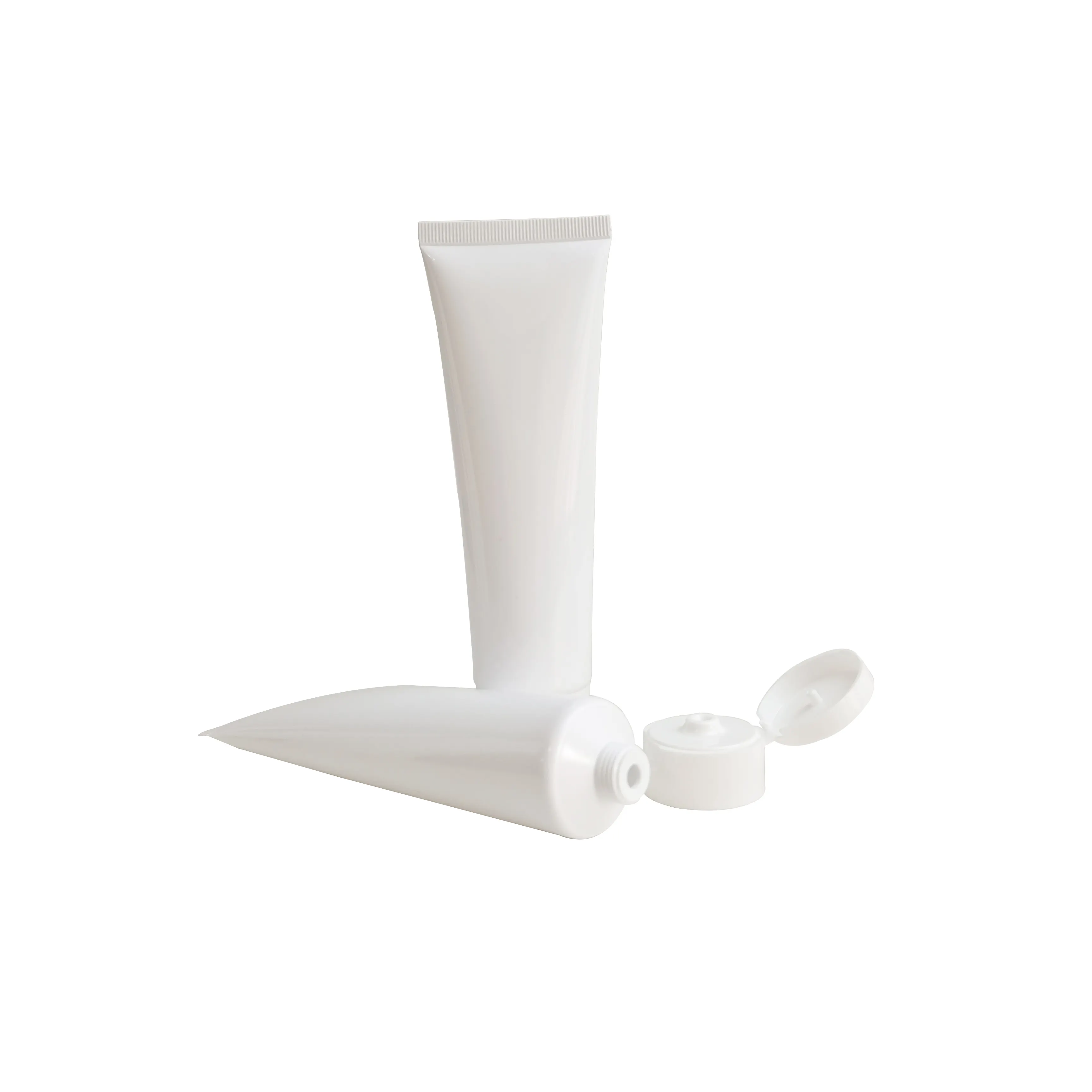 Commercio all'ingrosso 50ml 100ml 200ml tubo di plastica bianco flip top cap crema per il lavaggio del viso tubi morbidi imballaggio per cosmetici