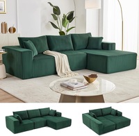 Canapé modulaire compressé en velours côtelé Cloud de 108 pouces avec siège profond et chaise longue en L pour salon et chambre à coucher