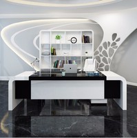 Bureau de direction moderne en forme de I, design unique et dernier cri, blanc