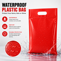 Sac de courses en plastique imprimé sur mesure avec poignée découpée, logo multicolore personnalisable pour le commerce de détail, les vêtements et l'emballage cadeau