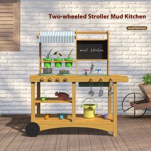 Kiosque de <span class=keywords><strong>cuisine</strong></span> d'extérieur à deux roues pour enfants, jouet d'imitation fait main, simulation de jeu de rôle 2026 - Product Image 3