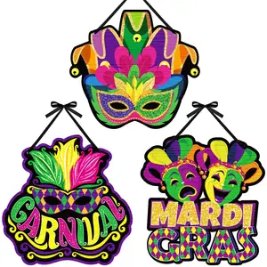 Decorações de madeira para carnaval e carnaval, cartela direcional para festas, carnaval, carnaval, carnaval, New Orleans, lembrancinhas, tema, suprimentos para pendurar