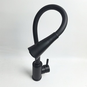 Kitchen Faucet Black Brass Pull Out <b>Spray</b> Deck <b>Mounted</b> Contemporary Design Ceramic Valve Core - Product Image 2