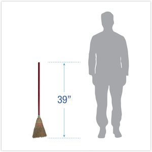 Balai de nettoyage/ménage Boardwalk 951TEA de 39 pouces avec poils en fibre de maïs et manche en bois rouge/jaune pour usage domestique - Product Image 1