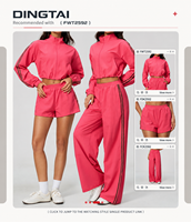Ensemble deux pièces Dingtai pour femme, col montant, fermeture éclair, veste légère à manches longues et short large pour l'extérieur
