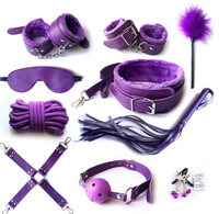 JoyPark Ensemble de menottes en cuir de haute qualité professionnel 10 pièces, barre d'écartement, bâillon, bandeau pour les yeux, certifié CE/ROHS, pour adultes