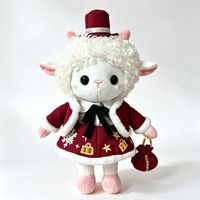 Ensemble de poupées en peluche mignonnes en forme de mouton, thème de vacances, jouet en peluche mouton de 17 cm avec porte-clés et figurine en peluche de collection de 25 cm