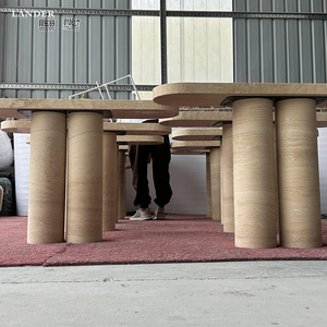 Lander Store <span class=keywords><strong>Table</strong></span> <span class=keywords><strong>console</strong></span> ovale en marbre travertin pour la maison et l'hôtel Meubles de salon <span class=keywords><strong>Table</strong></span> <span class=keywords><strong>console</strong></span> en marbre - Product Image 3