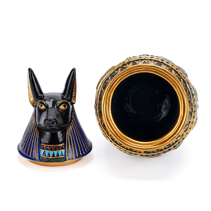 Ancient <strong>Egyptian</strong> Mythology Resin Sculpture Pet Memorial <strong>Urn</strong> with Cat Gods Statue Copper Jar Casket for Dog Memorial Services - Product Image 6