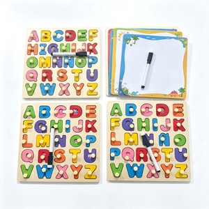 Tavola Puzzle <span class=keywords><strong>in</strong></span> Legno con Alfabeto e Numeri, Doppio Lato per Disegno ABC 123, Apprendimento Precoce per Bambini, CPC, Vendita all'Ingrosso OEM Personalizzata - Product Image 1