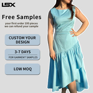 Vestido Personalizado para Mujer, Sin Mangas, Midi, Diseño Francés, Liso, Plisado, Línea A, Verano, Casual, Elegante, Fabricante <span class=keywords><strong>de</strong></span> <span class=keywords><strong>Vestidos</strong></span> al por Mayor - Product Image 1