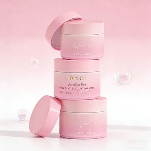 Customized 30 50 60 g 80g 4oz Empty Ombre Pink Round <b>Container</b> Face Lotion Butter Cream Frosted Glass Cosmetic Jars with Lid - Product Image 2