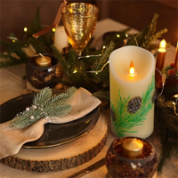 Lampe à bougie LED décorative en paraffine, design pomme de pin, télécommande, fonctionne sur piles, pour Halloween, Nouvel An, hiver, table de fête
