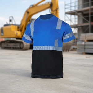 Camiseta de Trabajo de Manga Corta Personalizada de Poliéster de Secado Rápido, Antiestática, Anti-UV, de Alta Visibilidad y Reflectante para Construcción y Trabajo en Minería - Product Image 4