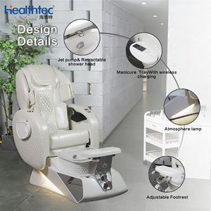 Muebles de salón de uñas de belleza Silla de spa de pie de trono de reina de lujo Silla de pedicura blanca con bomba de drenaje - Product Image 3