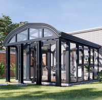 Véranda Moderne Toute Année en Aluminium avec Double Vitrage Trempé Basse Émissivité Isolant, Étanche, pour Jardin d'Hiver, Villa, Hall