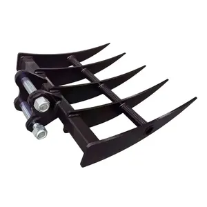 Râteau à cinq dents pour mini-excavatrice, accessoire de décompactage pour excavatrices de 1 à 3 tonnes, pour le nettoyage du gravier et accessoires, à faible coût - Product Image 2