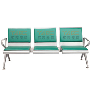 Silla de espera de tres plazas Yachi, de acero inoxidable con reposabrazos para espacios públicos - Product Image 1