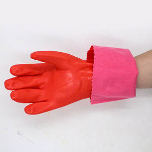 Gants en PVC East Asia 802F-40, épaisseur moyenne, imperméables, pour le nettoyage domestique, avec doublure en coton, durables et réutilisables - Product Image 2