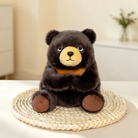 Peluche d'animal de dessin animé mignonne et réaliste : renard, éléphant, ours noir, ours brun, hippopotame – Cadeau pour enfants