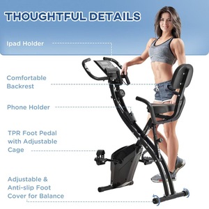 Vélo d'appartement magnétique pliable avec résistance réglable et écran LED, charge maximale 300 lb, vélo d'exercice stationnaire d'intérieur, personnalisable OEM - Product Image 2