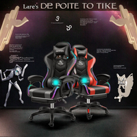 Chaise de jeu ergonomique pivotante en cuir PU confortable avec lumières RGB et haut-parleurs, design moderne pour les joueurs