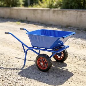 Chariot à main industriel en métal à 2 roues pour le transport de terre et d'engrais dans les travaux domestiques, la construction, les fermes et les jardins - Product Image 1