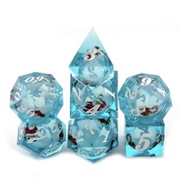 Tout nouveau Polyhedarl Blue Quicksand Liquid Core Resin Christmas DND Dice avec boîte en métal