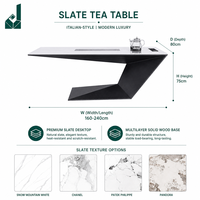 Bureau de thé créatif en pierre frittée courbée et contreplaqué, station de thé intégrée, ergonomique, durable, moderne et minimaliste pour