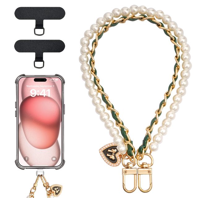 Universal Plastic Pearl Acrylic Chain Charms Keychain Phone Case Lanyard Short Hand Carrying Phone Strap