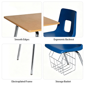 Muebles Escolares Modernos de Guyana, Silla de Entrenamiento Ergonómica, Apilable y Duradera, con Tablero de Escritura, Marco Electrochapado, para Biblioteca y Aula - Product Image 2