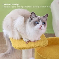Arbre à chat en bois avec condo, habitat en peluche, poteaux à gratter et plateforme de jeu pour usage intérieur multi-chats, structure d'escalade pour chats