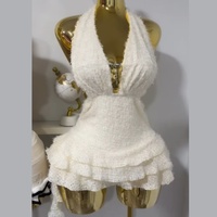 Robes de soirée Viviblook Z523DS08, été 2025, nouvelle robe courte à col en V, ajourée, à bretelles bouffantes, dos nu, à lacets pour femmes
