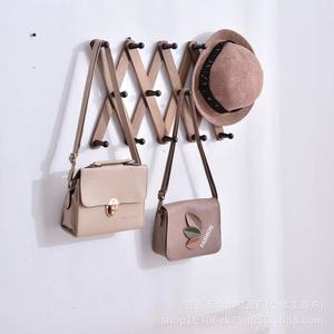 Solid Wood Coat Hooks Wall Mounted Telescopic Adjustable <b>Clothes</b> <b>Rack</b> Entryway Organizer Natural Wood Color - Product Image 4