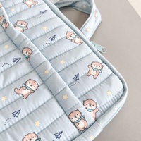 300T Pongee Quilted Padded Laptop Sleeve Case Tahan Air dengan Lapisan Fleece Lembut dan Pegangan Atas untuk Komputer 14 15.6 Inch