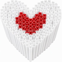 Pailles en plastique rigide de 7 mm de couleur blanche en forme de cœur, couleurs personnalisées, réutilisables, sans BPA, accessoires de bar, décoration de fête parfaite
