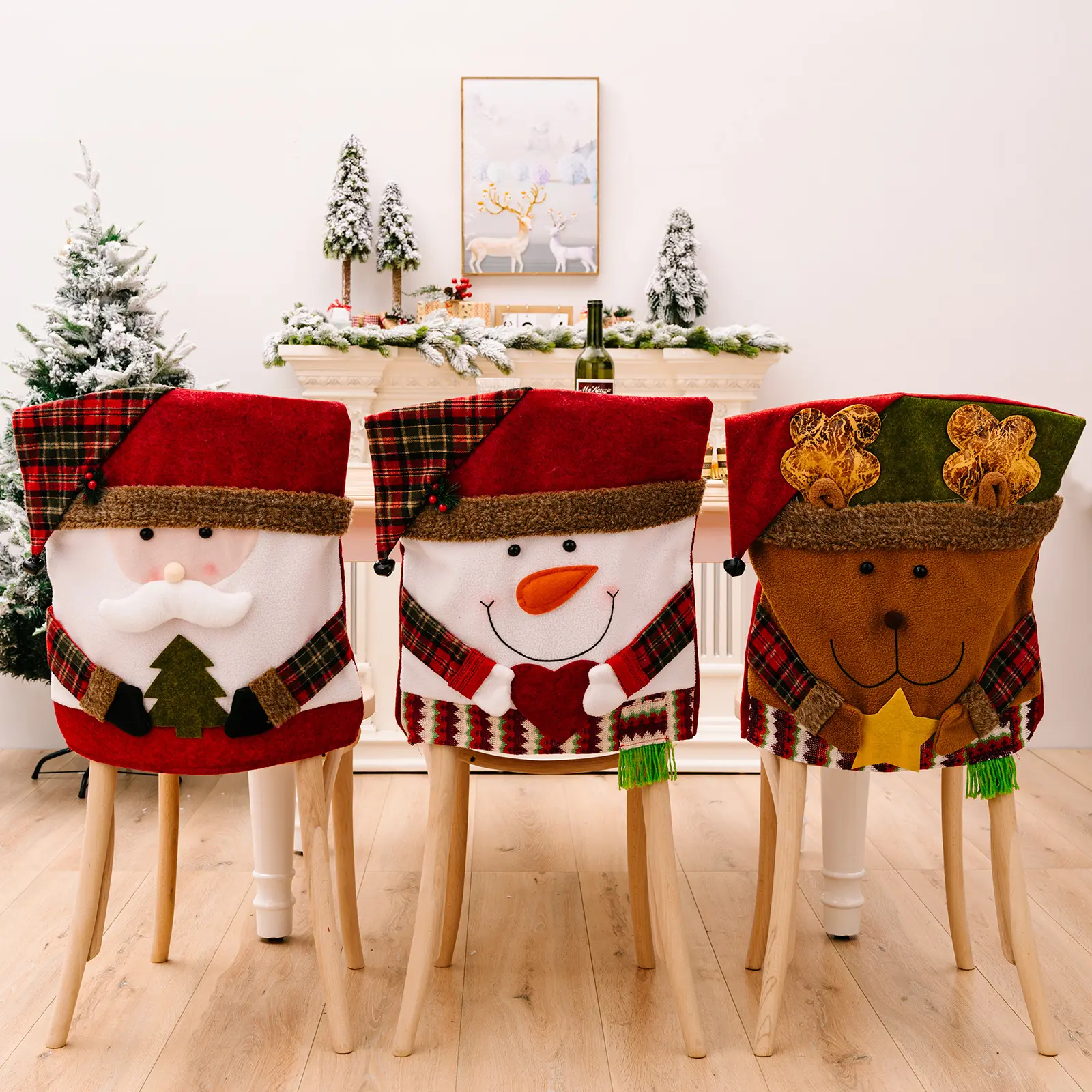 Factory Direct Sale Christmas Decoration Chair Set Restaurant Hotel Square Stool Decoration Good Festival Gifts for Kids