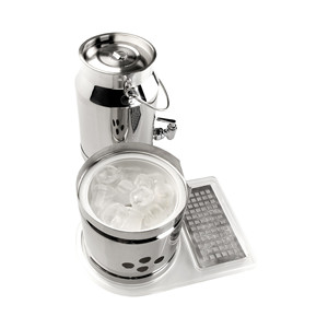 Dispenser per latte in acciaio inox con rubinetto e base per servire bevande - Product Image 2