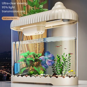 <span class=keywords><strong>Mini</strong></span> tanque de mar ornamental de criatura viviente, Material PP, forma de cilindro, acuarios de escritorio, accesorios para sala de estar - Product Image 1