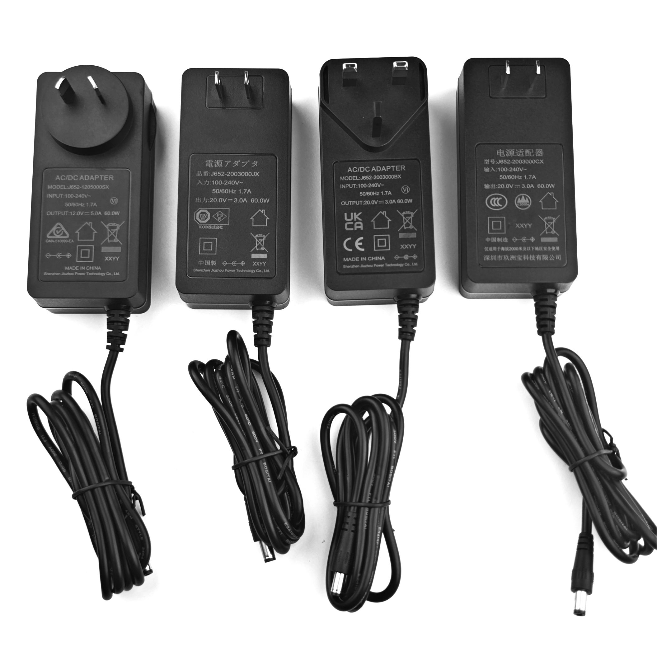 12V 5A power adapter in black
