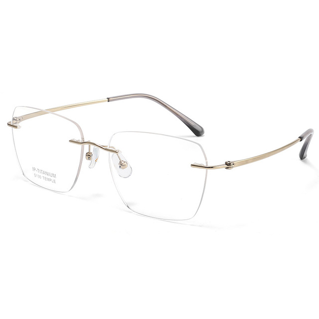 2026 Luxury Fashion Custom Eyeglass Men Luxury High Quality Optical Titanium Square Frames Rimless Eyeglasses Frames