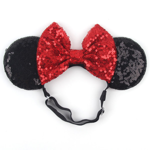 Classic <strong>Mouse</strong> Ears Headband with Big Sequin <strong>Bow</strong> Glitter <strong>Bow</strong> for Birthday Party Bachelorette Costume Accessory - Product Image 2