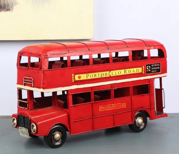 Yüksek kaliteli İngiltere <span class=keywords><strong>londra</strong></span> metal kırmızı troleybüs tramvay retro dekorasyon modeli