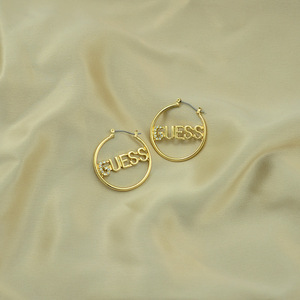 Pendientes de Diseño de Marca de Moda, Largos y Circulares, con Pedrería, Letra Hueca, para Mujer - Product Image 6